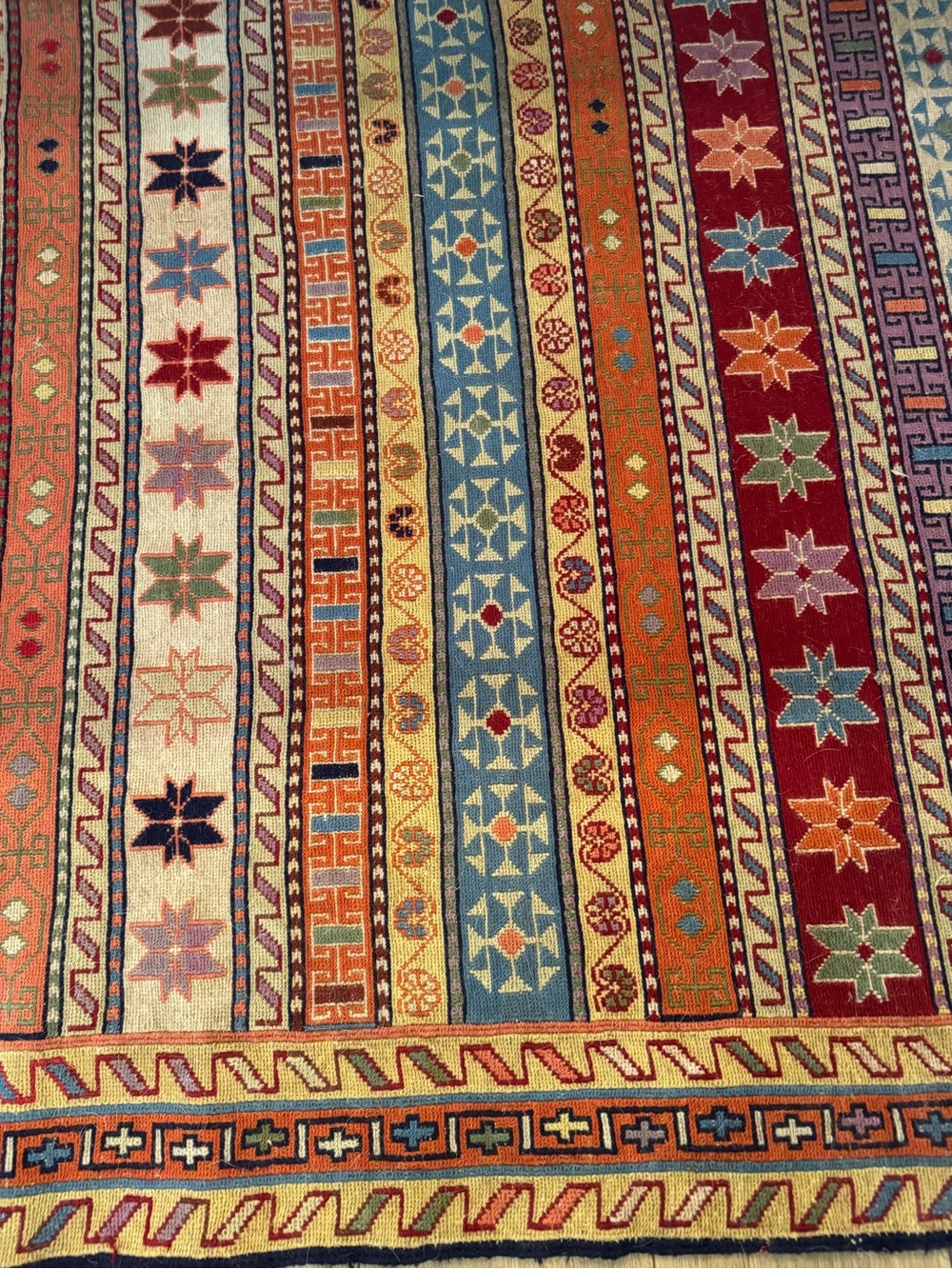 Traditional Multicolor Kilim-Style Area Rug - Red & Blue - Picture 3 of 6